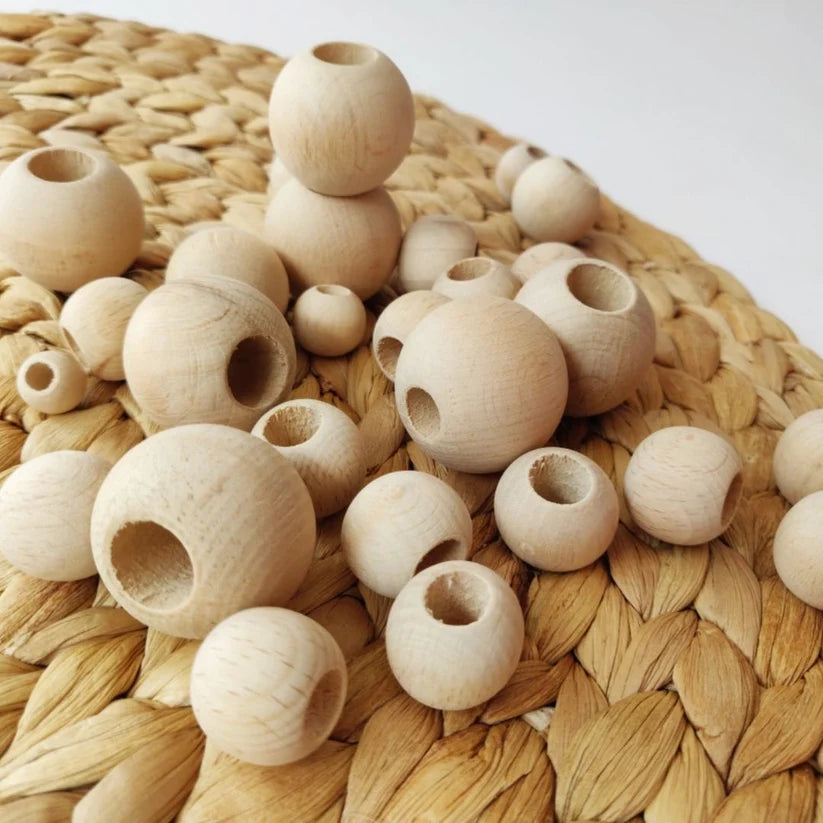 Wooden Beads (10mm - 20mm) - pack of 6