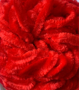 Thin Velvet Yarn - Bright Red